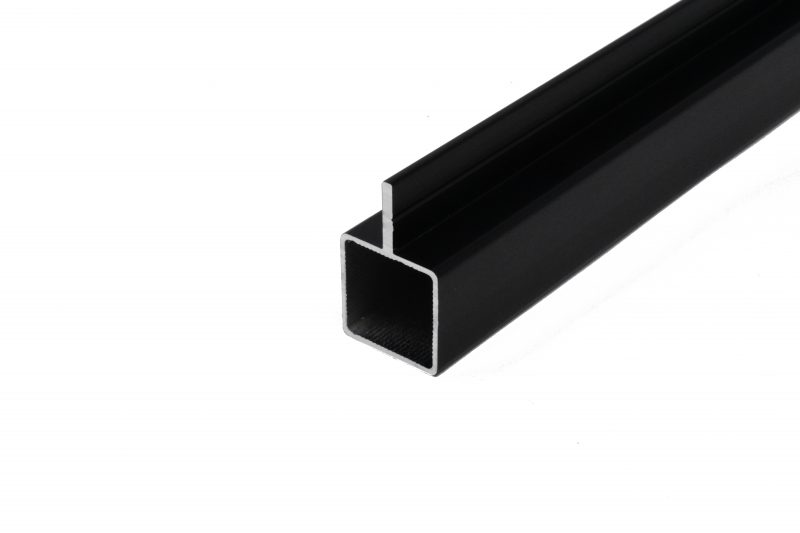 100-130 Matte Black Powder Coated Tube with Single Fin for 1/4" Recessed Panel