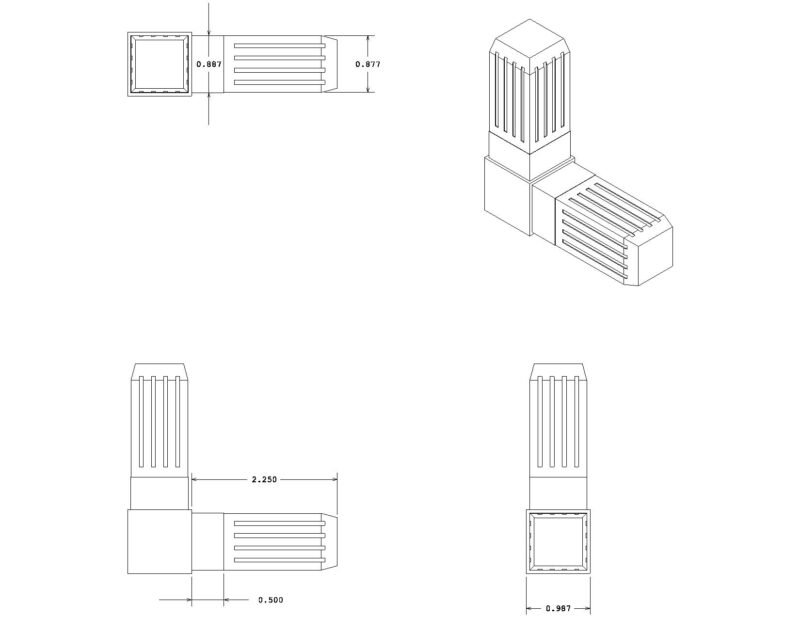 100-300-S 2-Way Black Steel-Core Connector - Image 8