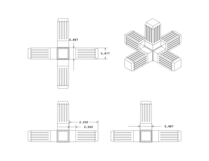 100-320-S  5-Way Black Steel-Core Connector - Image 4