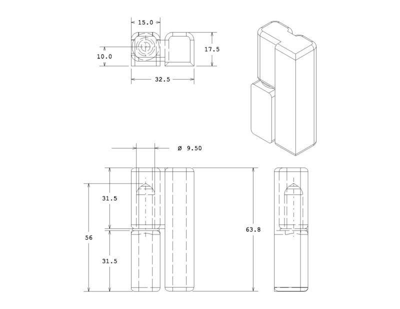 100-344 Metal Lift-Off Hinge (Right Hand) - Image 5