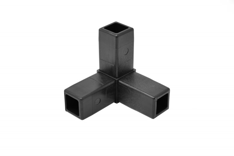 200-308-HF 3-Way Black Corner Connector, Hammer Fit