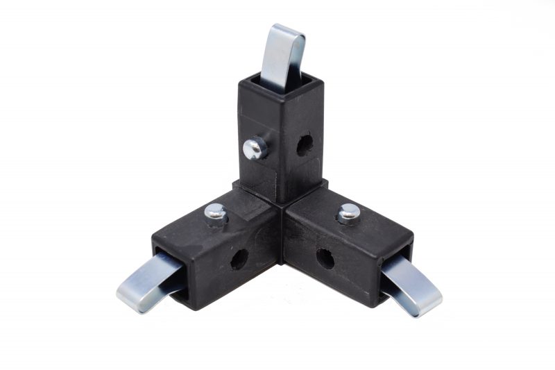 200-308-QR 3-Way Black Corner Connector, Quick Release