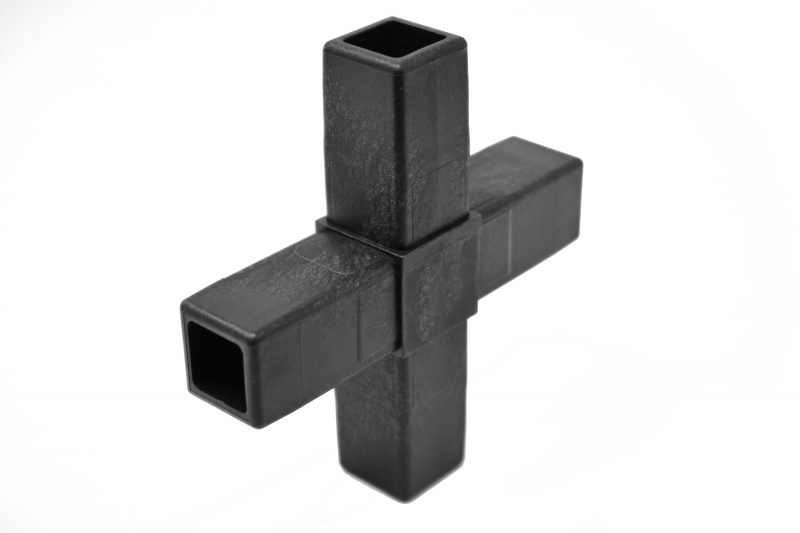 200-312-HF 4-Way Black Cross Connector, Hammer Fit