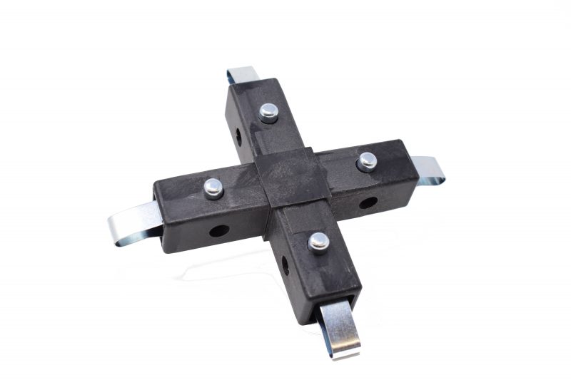 200-312-QR 4-Way Black Cross Connector, Quick-Release