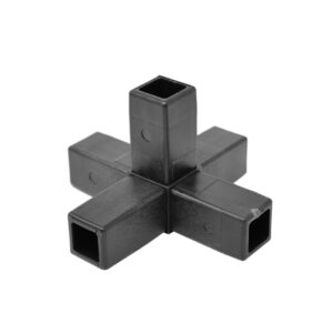 200-320-HF 5-Way Black Square Tube Fastener Connector, Hammer Fit injection mold fitting for square tubing extrusion t slot framing