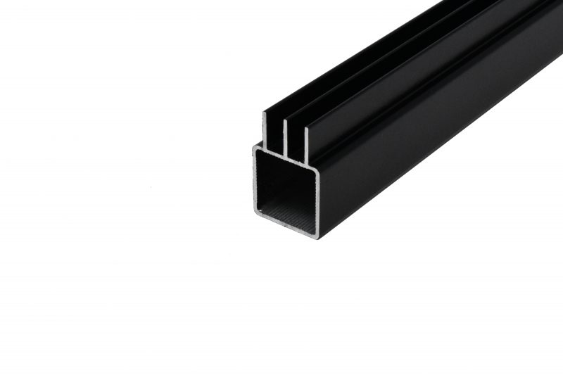 100-240-U Upper Sliding Door Track Tube for 1/4" Panel in Matte Black Powder Coating