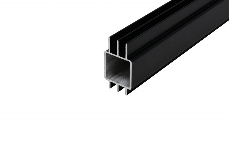100-242 Sliding Door Track Extruded Aluminum Tube in Matte Black Powder Coating for 1/4" Panel by EZTube