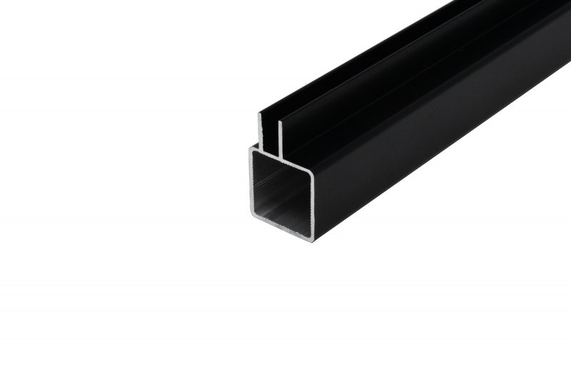 100-250-S Single Captive Extended Fin Extruded Aluminum Tube for 1/4" Panel in Matte Black Powder Coating by EZTube