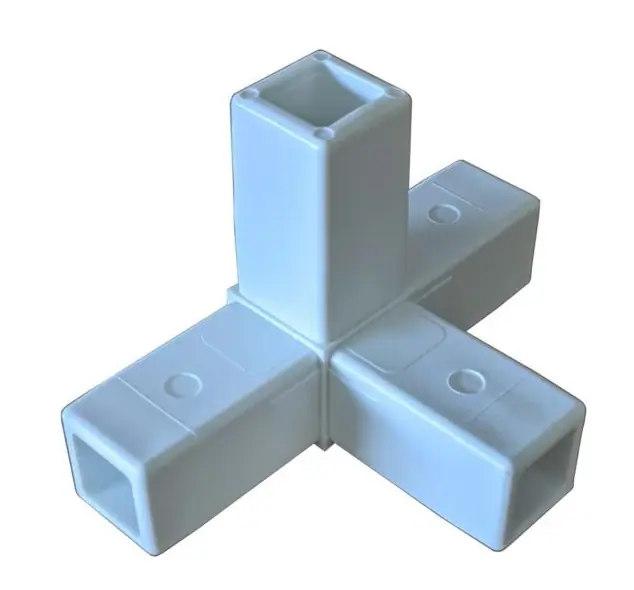 316-HF 4-Way White Composite Standard Tee Hammer-Fit "T" Connector for Square Tube