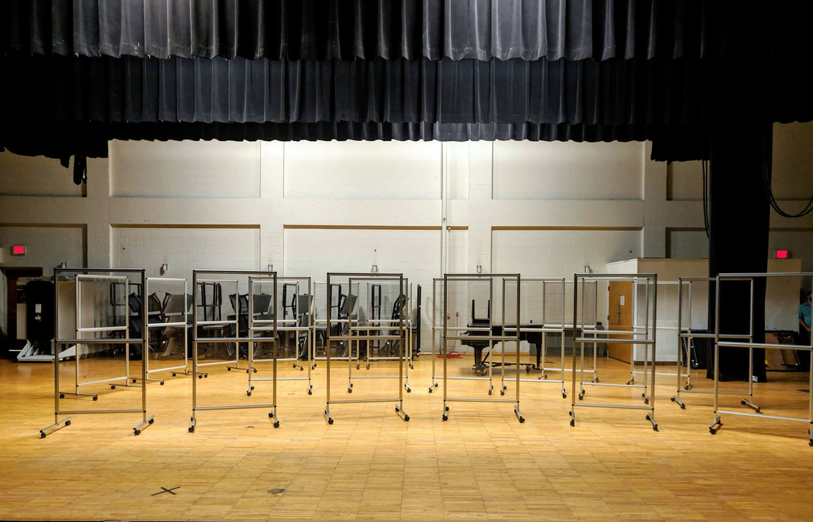 Mobile stage dividers for sound and other uses built with EZTube