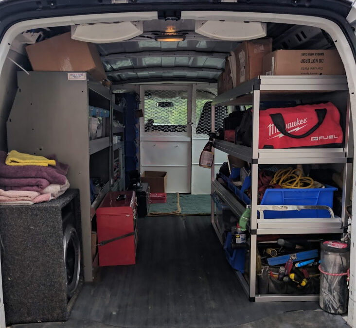 Cargo and service van racks and shelving built using EZTube