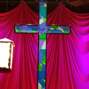 Church cross built using EZTube Boltless Construction System: leading supplier of aluminum, steel, stainless steel tubes and welded steel core and composite connectors