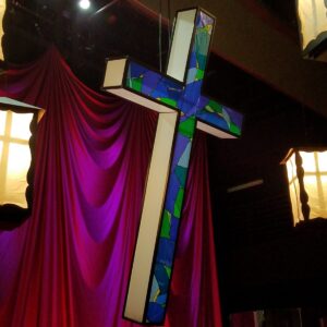 Church cross built using EZTube Boltless Construction System: leading supplier of aluminum, steel, stainless steel tubes and welded steel core and composite connectors