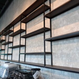 Restaurant using EZTube framing to build bars, tables, booths, lighting fixtures, storage racks, shelves, refrigerator organizers, coat racks, menu frames, and more.