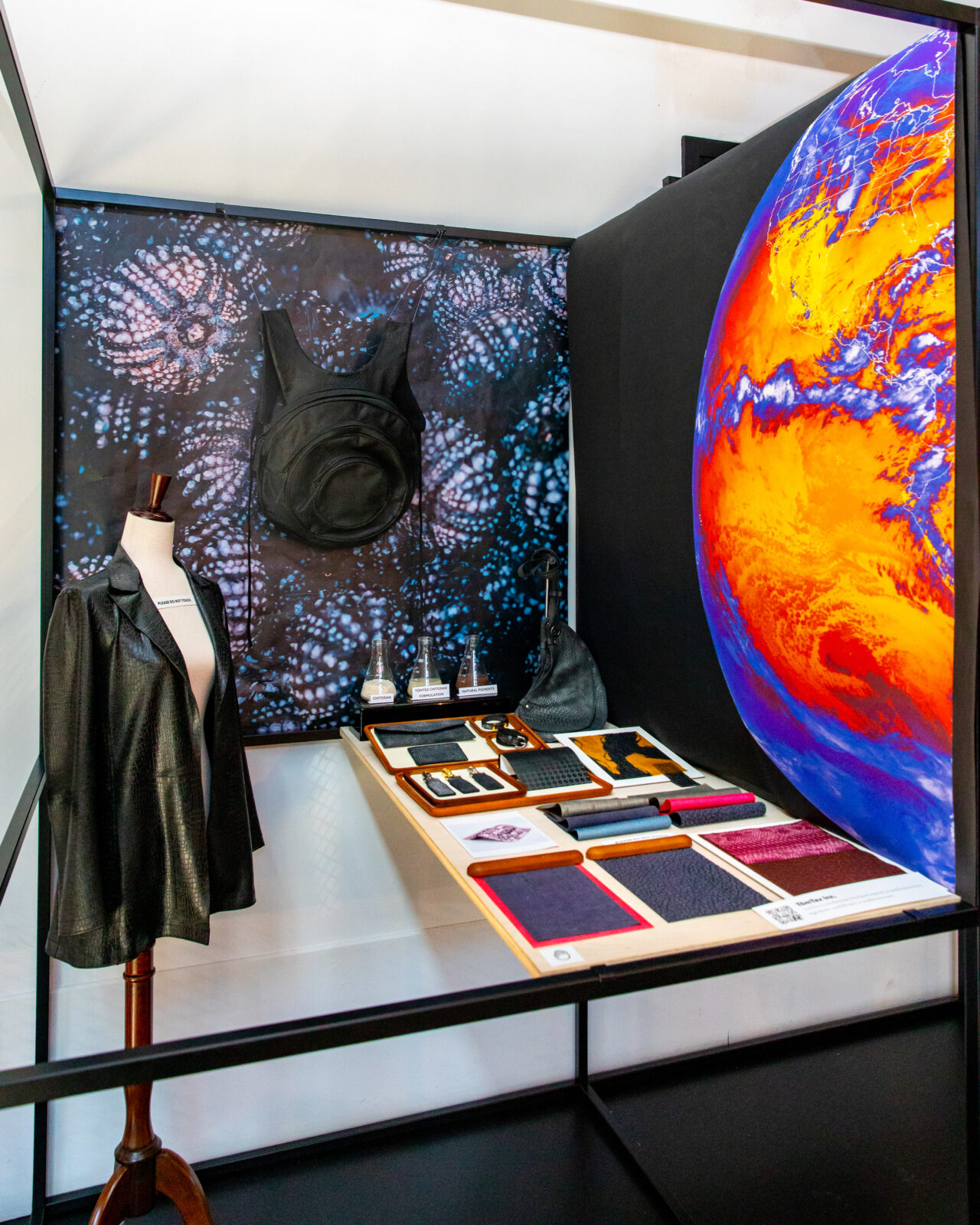 TomTex exhibit at BIOFABRICATE Summit 2022 built using EZTube modular framing