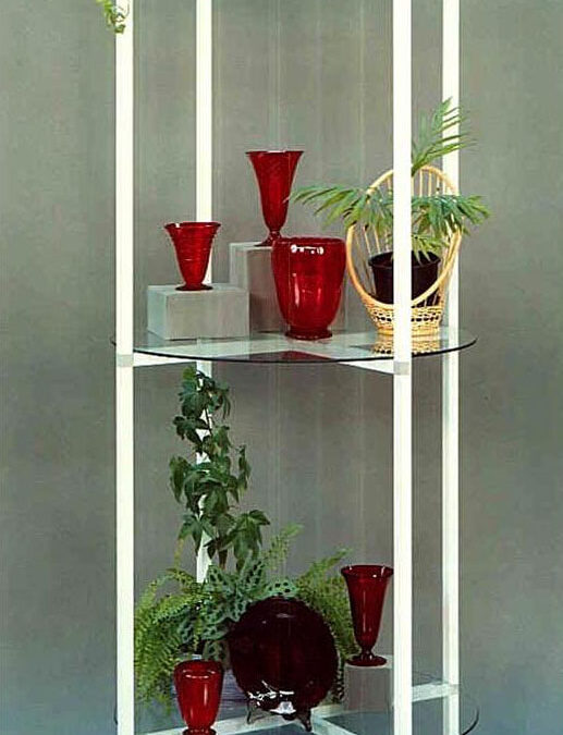 Modern furniture to showcase plants, glass, and objects d'art built using EZTube to showcase upscale living space