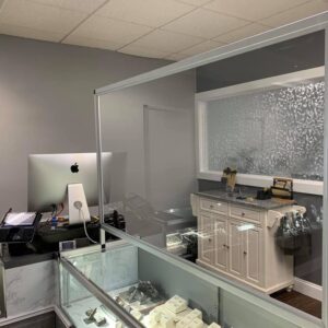 EZTube, the global supplier of commercial and industrial framing solutions, being used in jewelry store displays and security shields