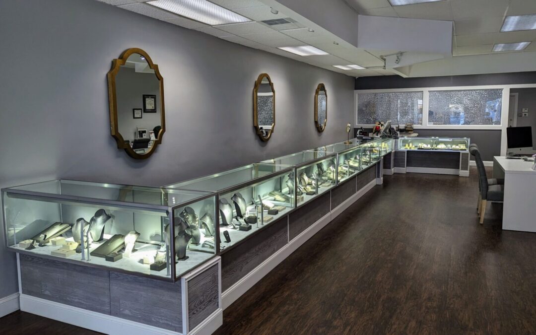 EZTube, the global supplier of commercial and industrial framing solutions, being used in jewelry store displays and security shields to showcase high-end jewels and objects d'art