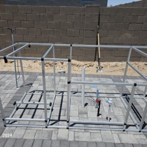 Square tubes, ez tubes, easy tube, and square tube framing are used for outdoor BBQ island construction built with 80 20 t slot style aluminum extrusions.